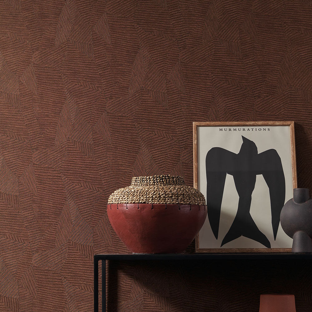 Structural wallpaper imitating bamboo leaves SOROA - GREEN