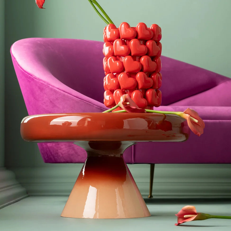 RICI red coffee table with orange