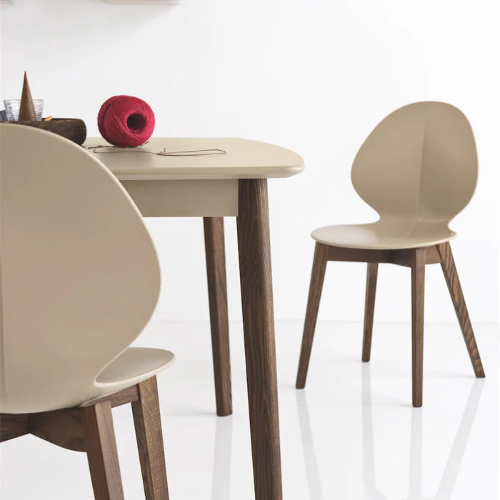 BASIL Chair taupe seat with white wooden base