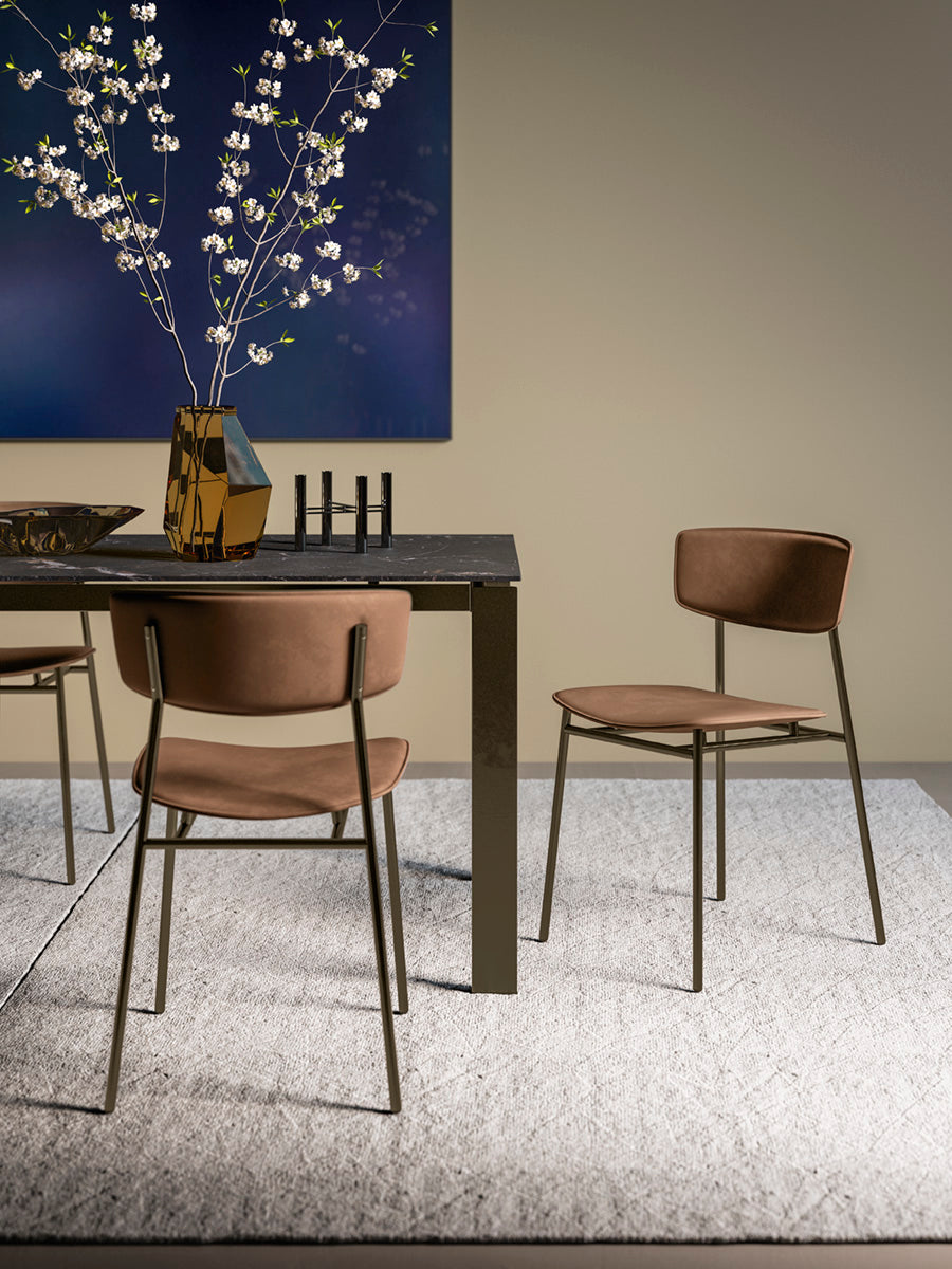 Upholstered FIFTIES Chair with Gold Base