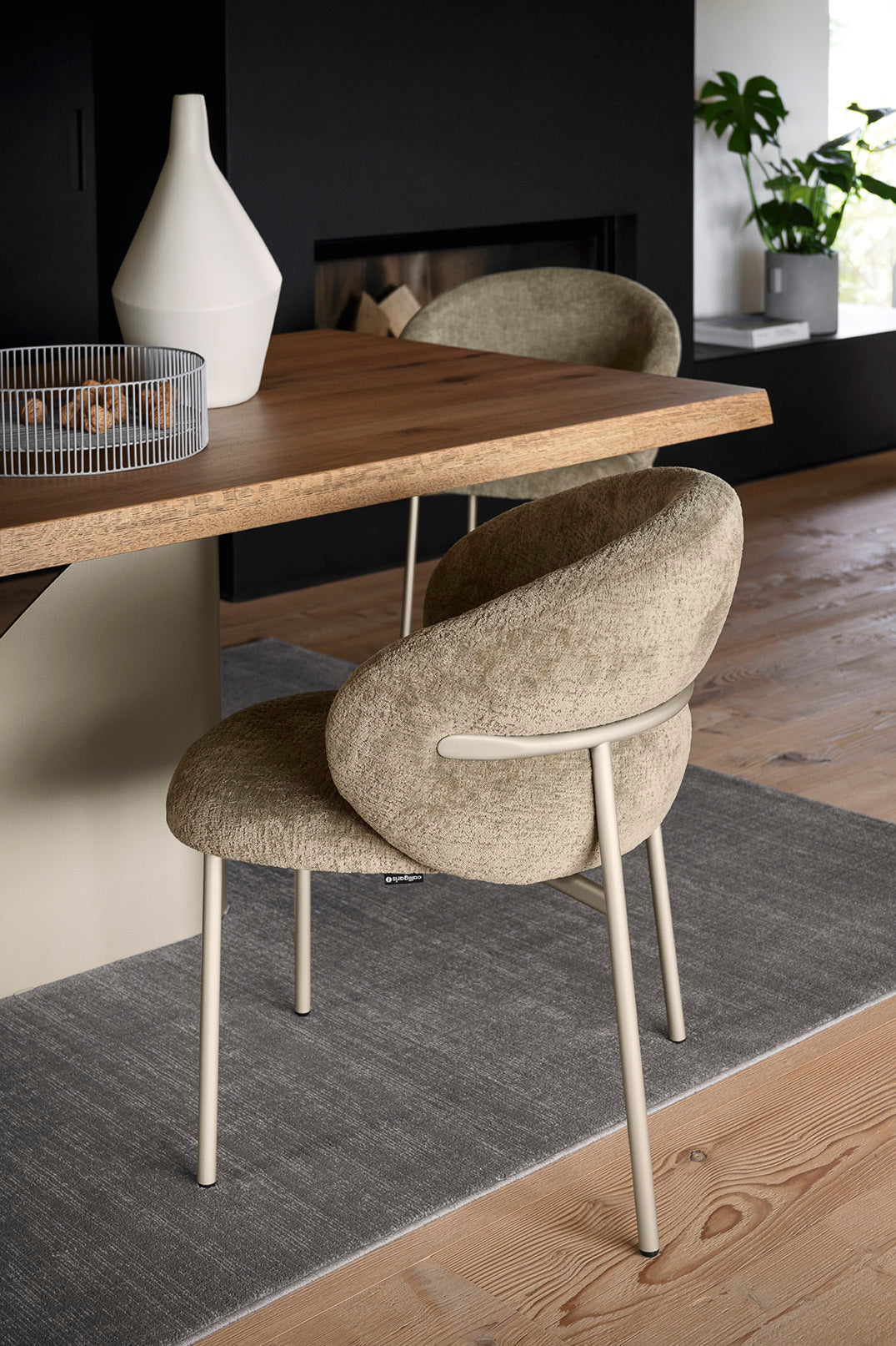 Rectangular Table TWINS Wooden Top with Black Base