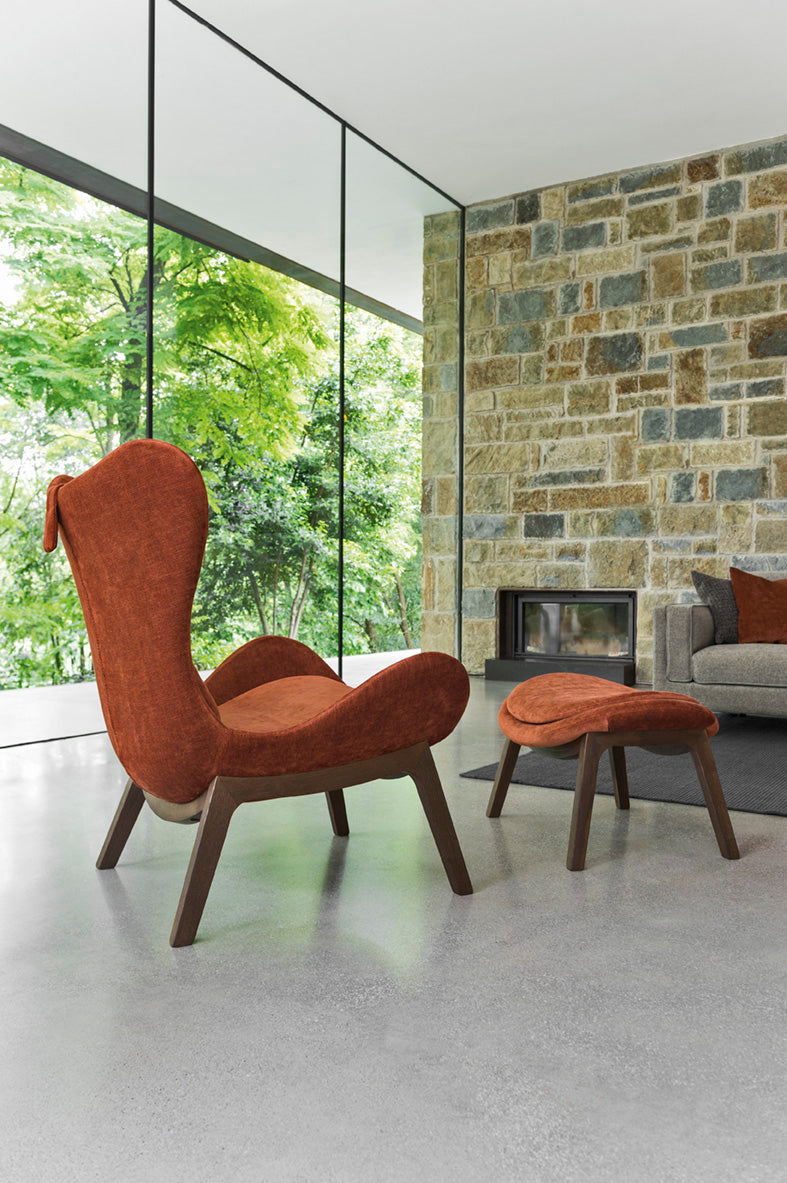 Upholstered LAZY Armchair with Black Wooden Base