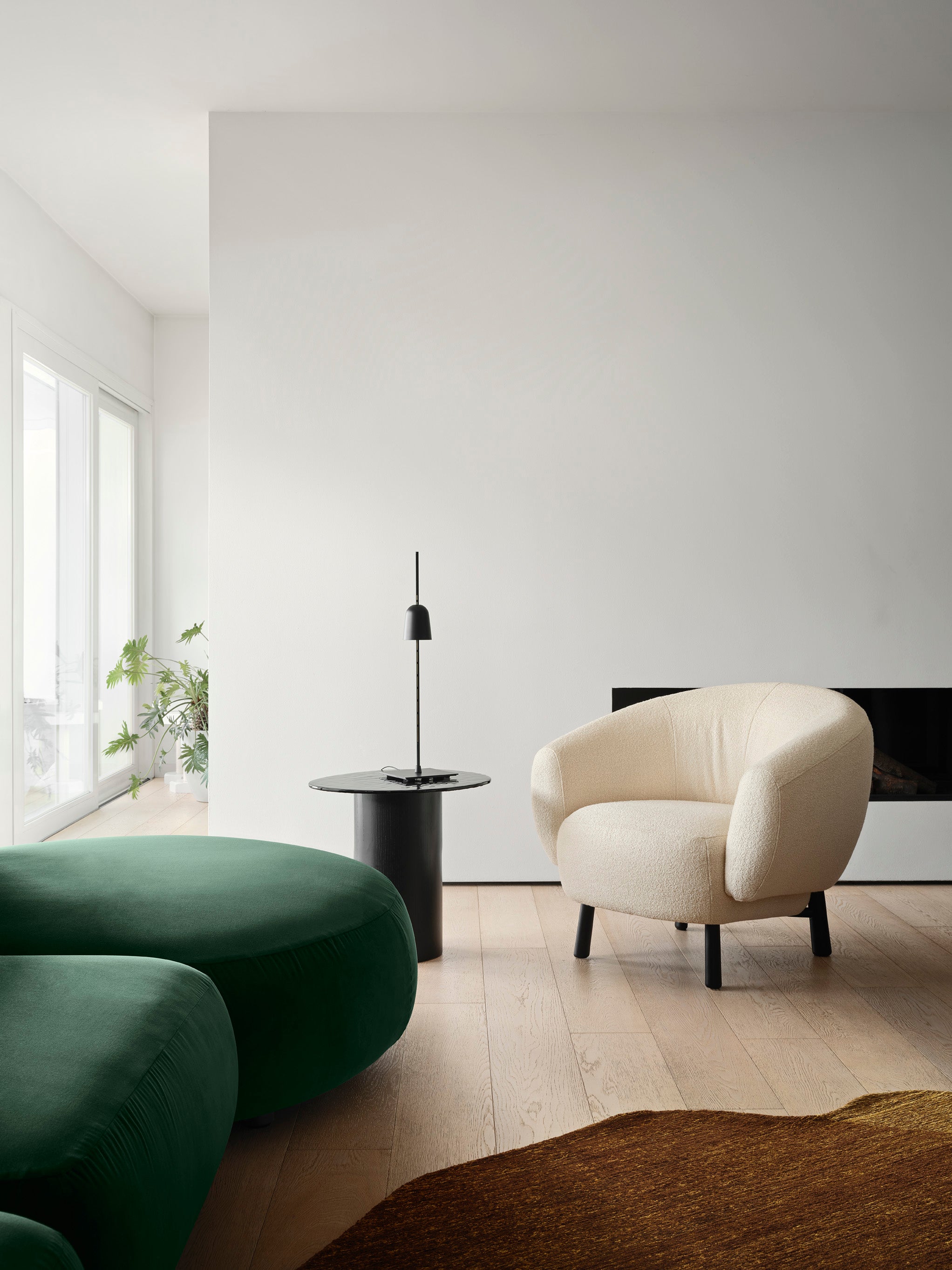 Upholstered RIO Armchair with Black Base