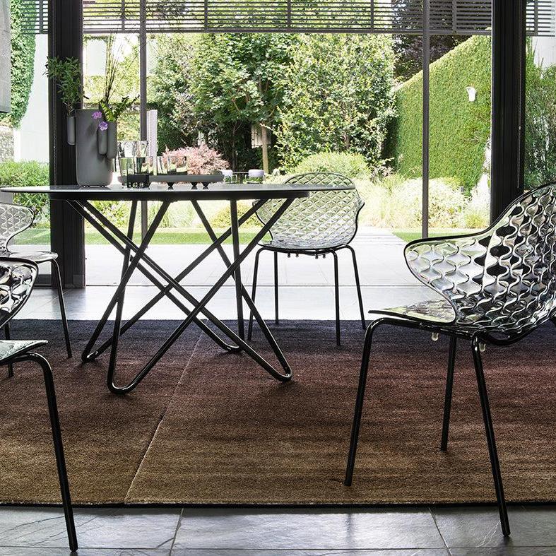 SAINT TROPEZ chair with gray seat and brown metal base