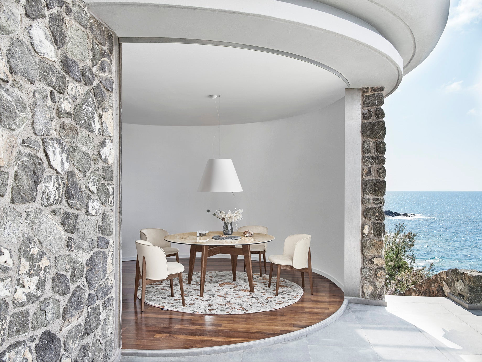 ABREY Armchair Upholstered with Walnut Base