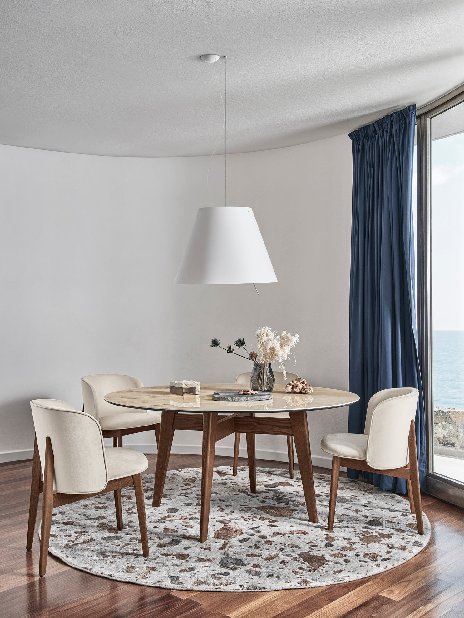 ABREY Armchair Upholstered with Walnut Base