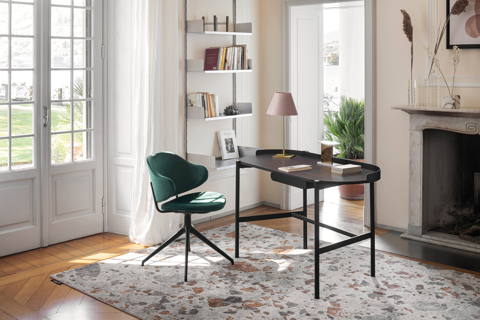 Desk MADAME dark brown top with black base