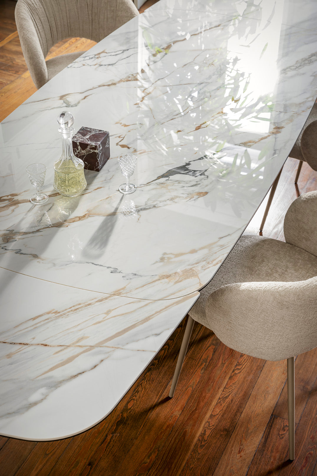 TWINS Extendable Table with Beige Top and Beige Base