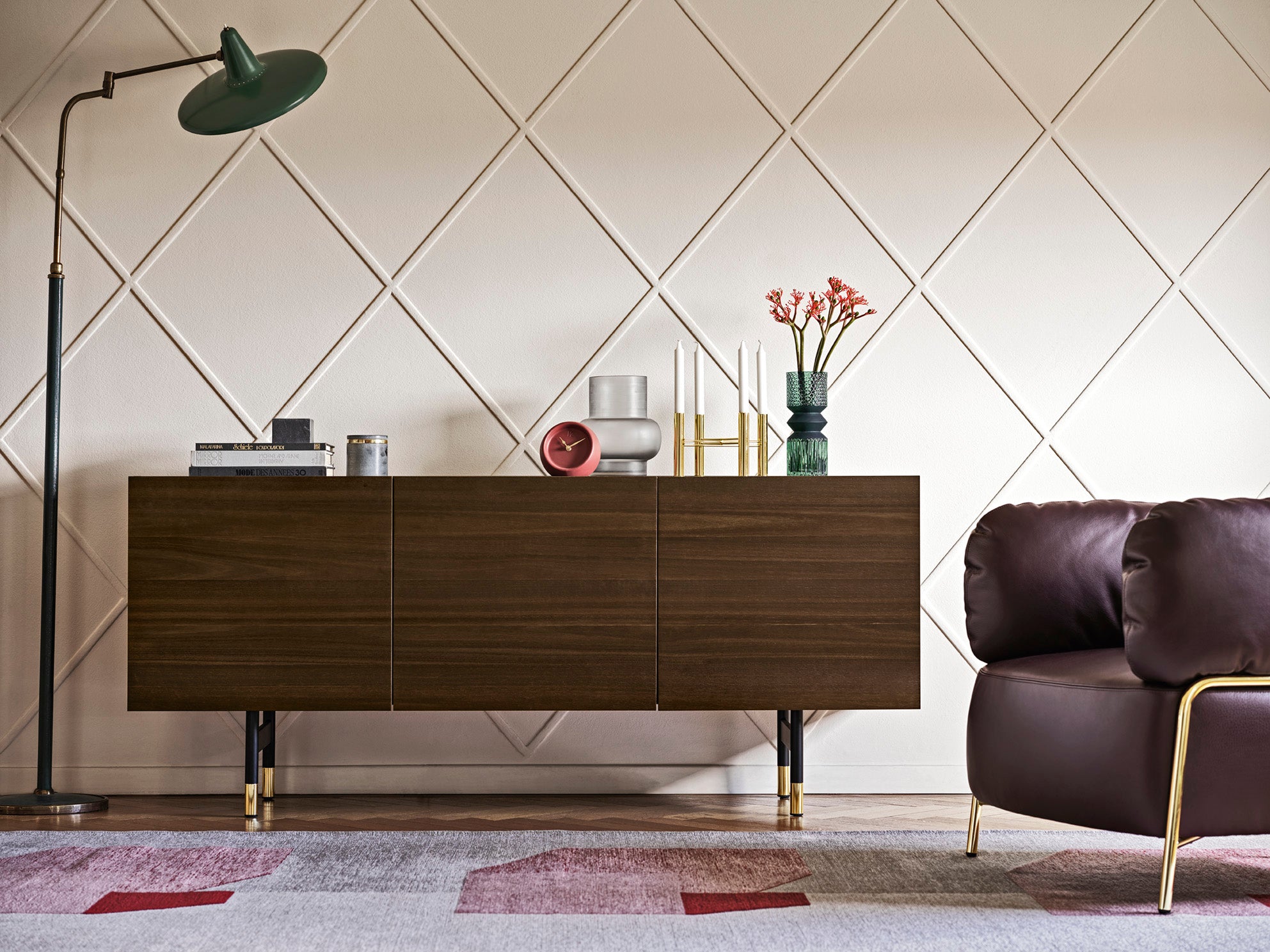 HORIZON Chest of Drawers dark wood with brown top