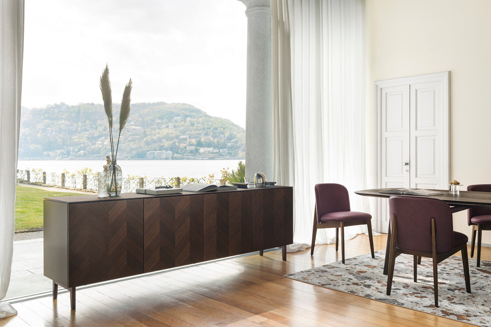 ABREY Armchair Upholstered with Walnut Base