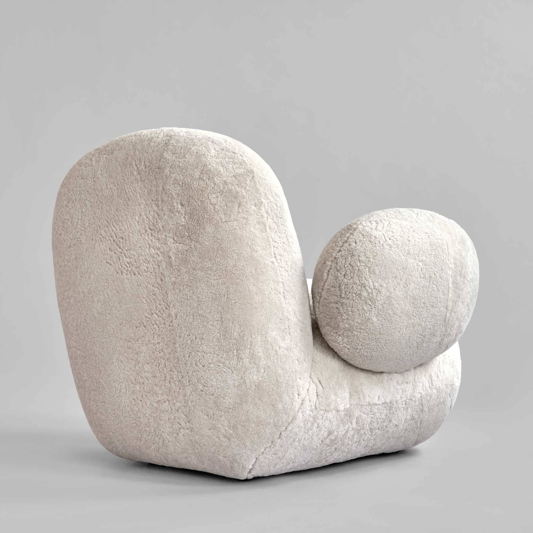 Sheepskin fabric armchair TOE FLAT broken white