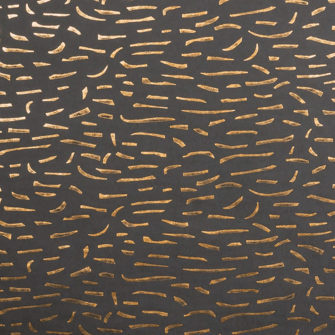 Structural wallpaper with metallic pattern LUMÉIS - NOIR DE LUNE BRONZE black with bronze