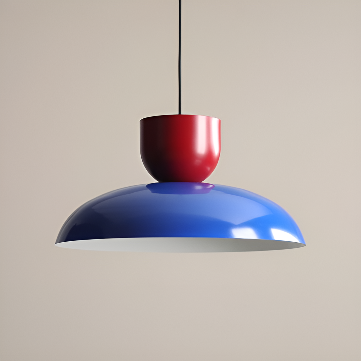 Ella blue hanging lamp with red