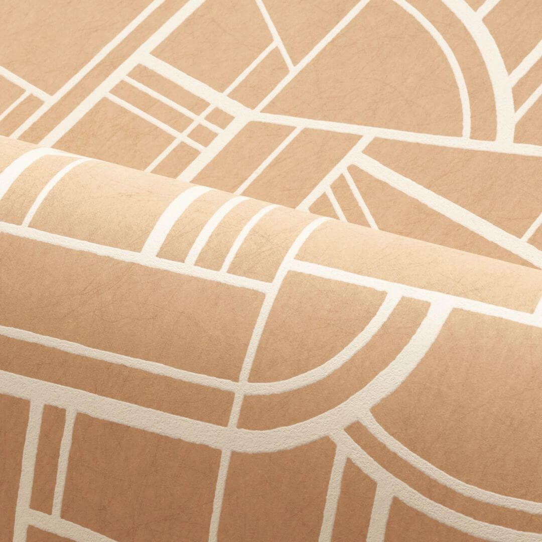 Metallic Wallpaper with Geometric Pattern CINÉTIQUE - NUDE Warm Beige