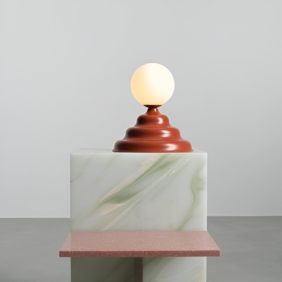 Table lamp with a glass lampshade brick wave