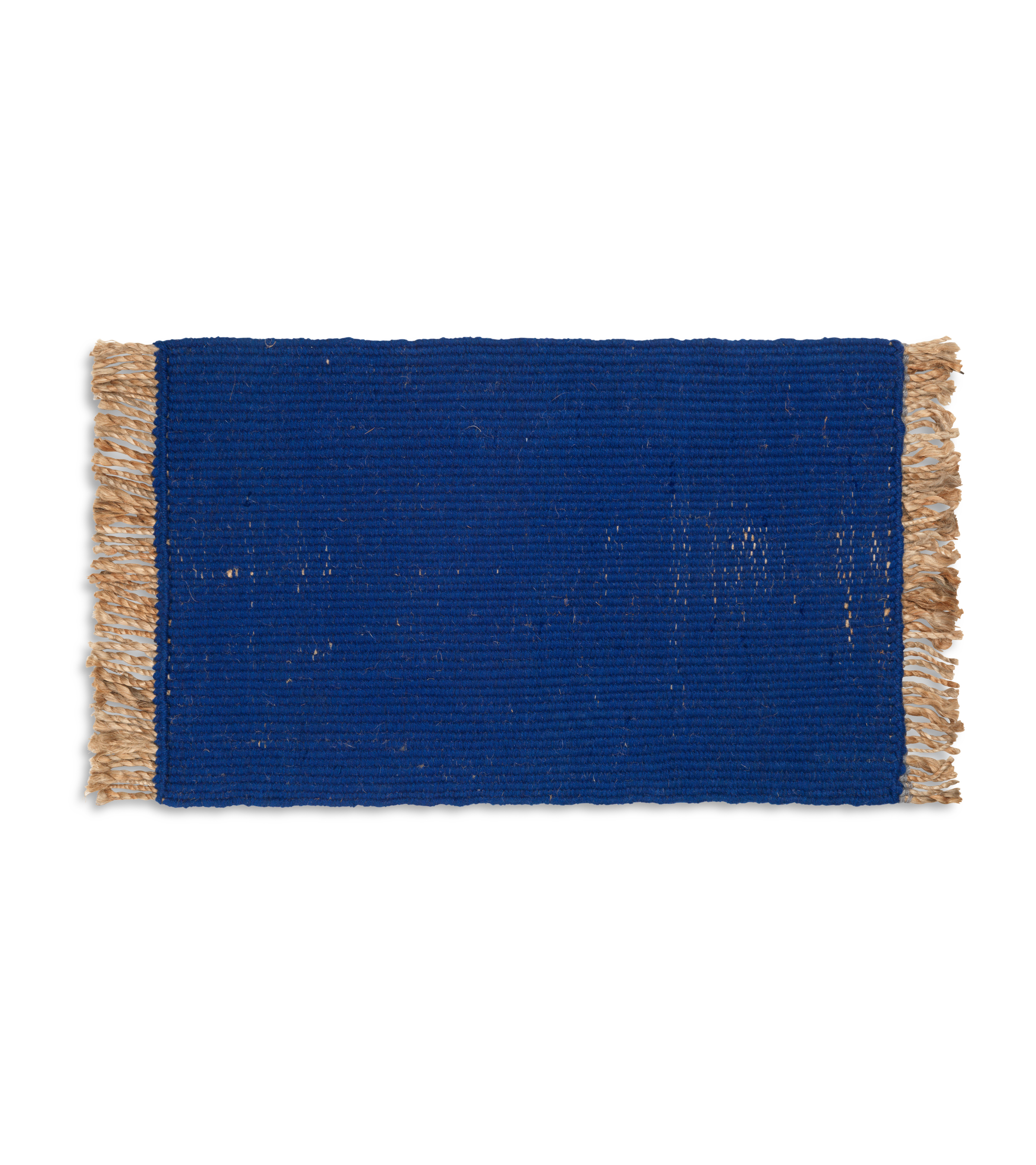 BLOCK MAT Teppich hellblau mit beigen Fransen