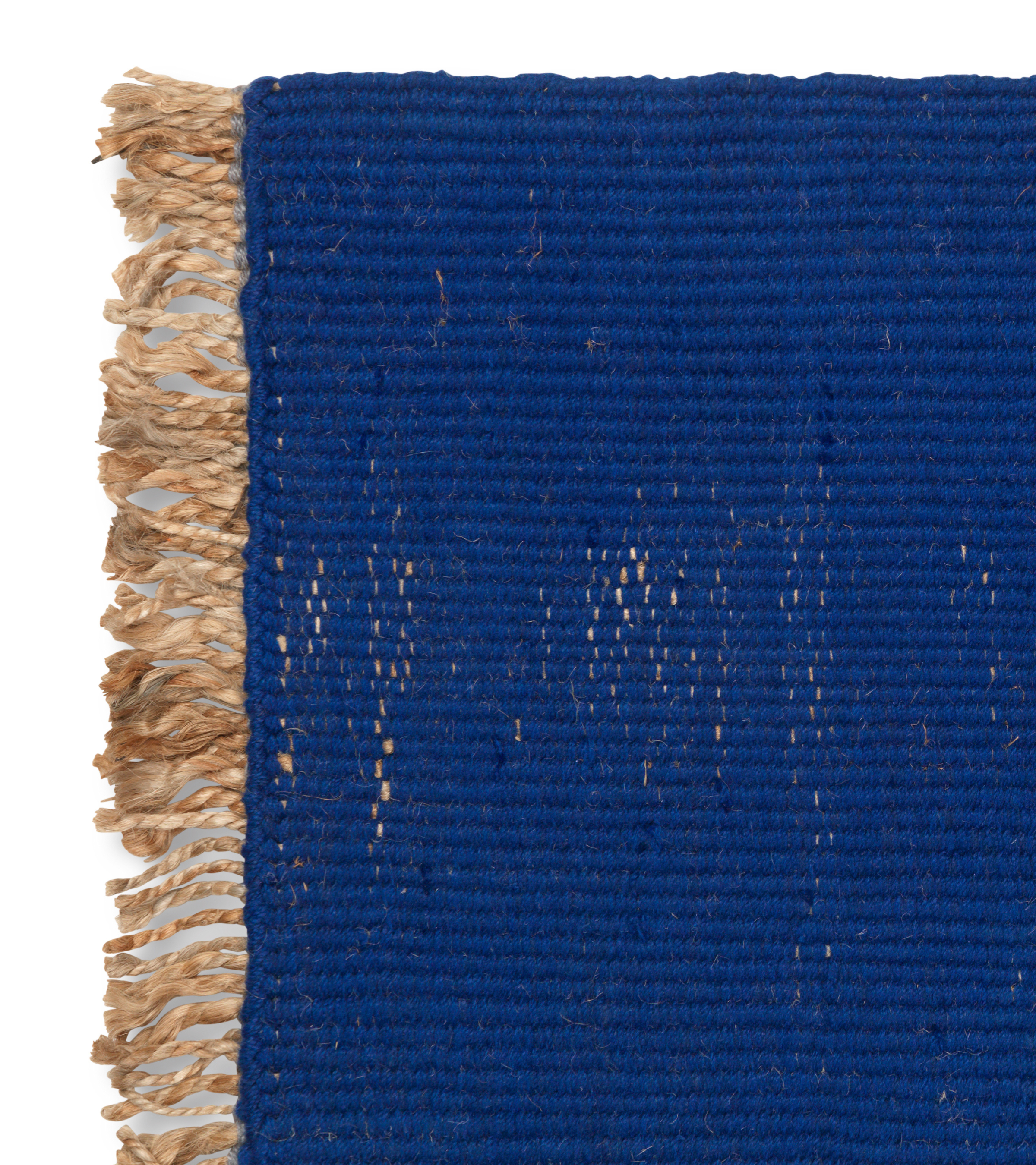 BLOCK MAT Teppich hellblau mit beigen Fransen