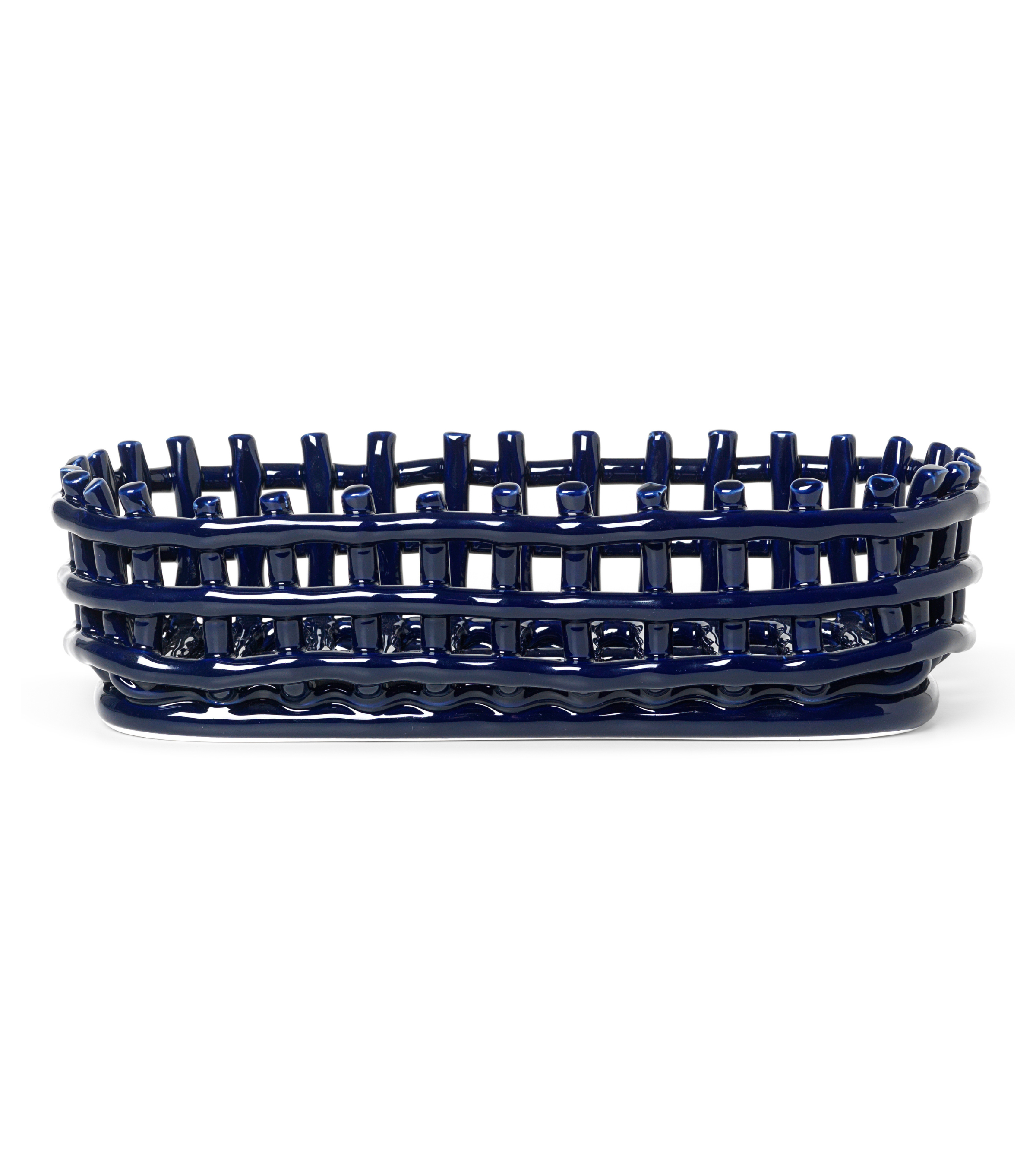 KERAMIKKORB OVAL blauer Korb