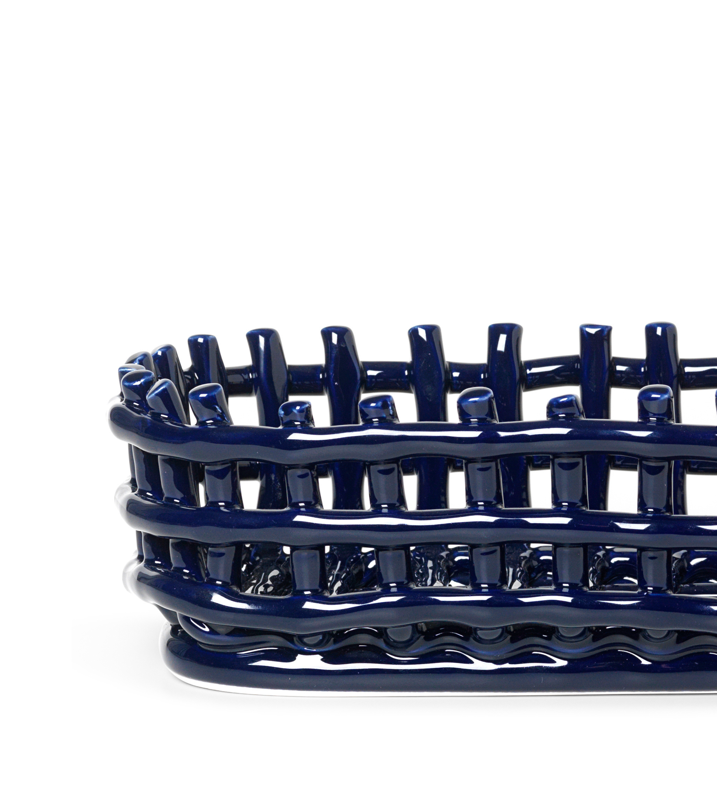 KERAMIKKORB OVAL blauer Korb