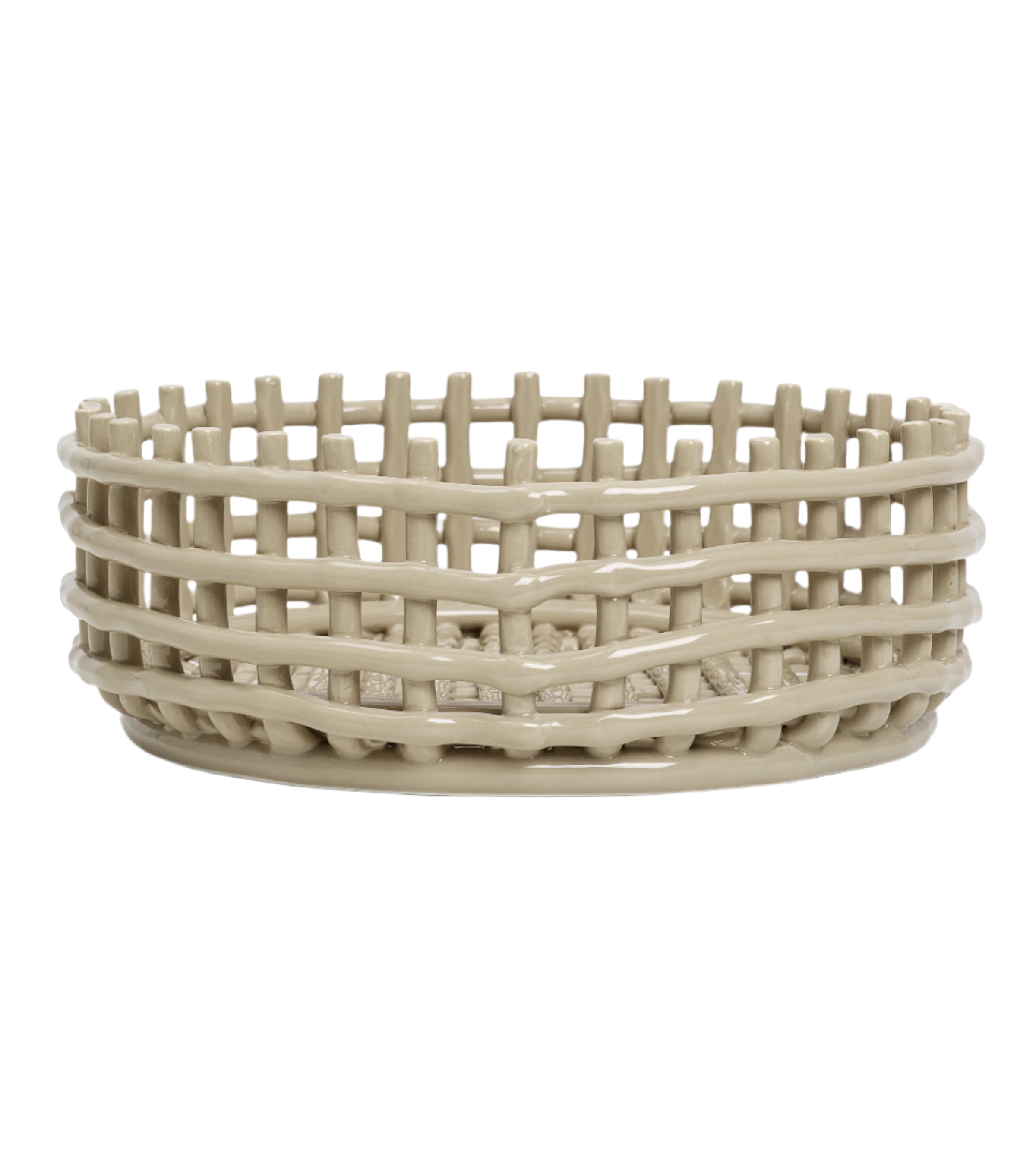 KERAMIK-MITTELAUFSATZ Schale beige