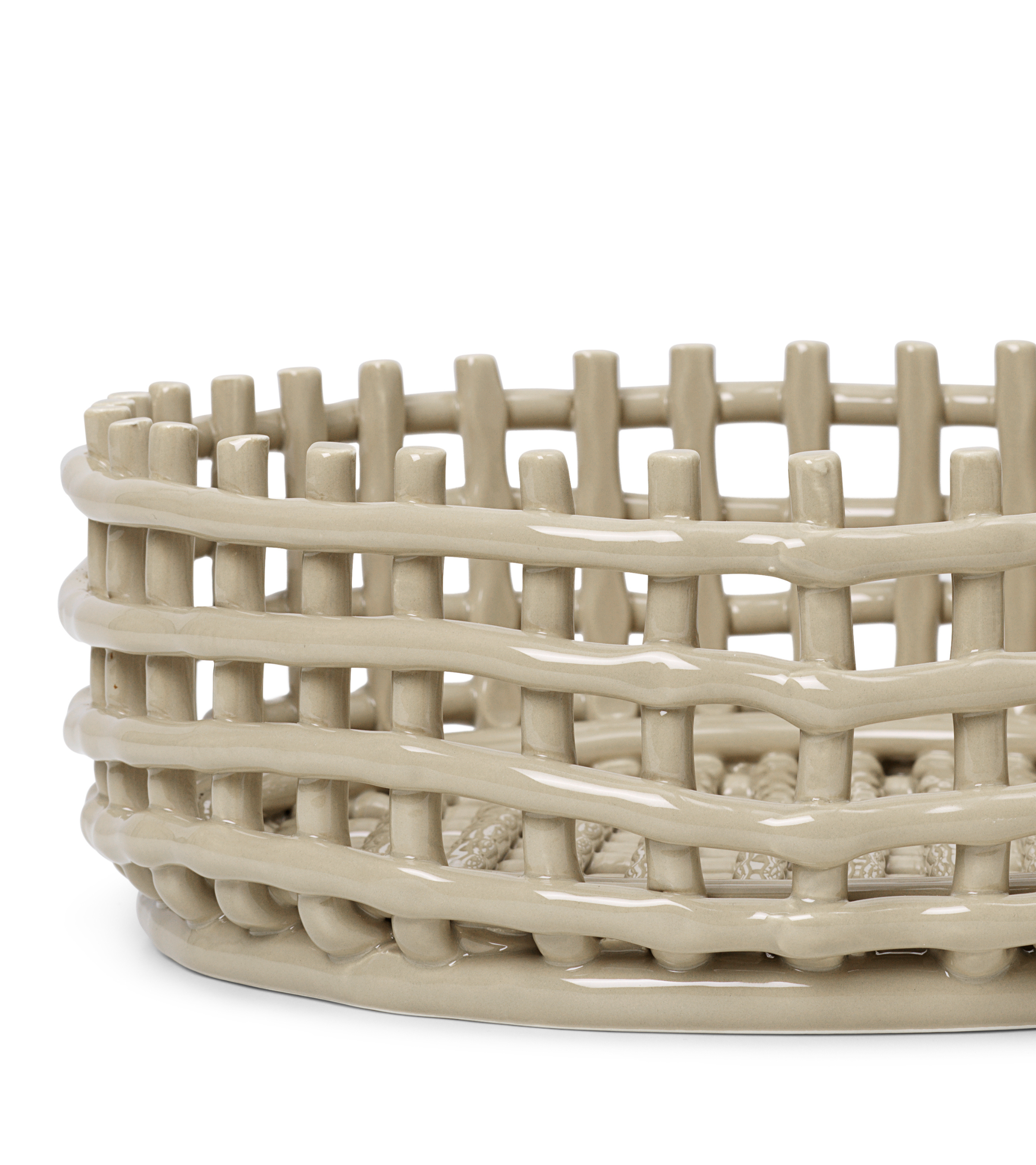 KERAMIK-MITTELAUFSATZ Schale beige
