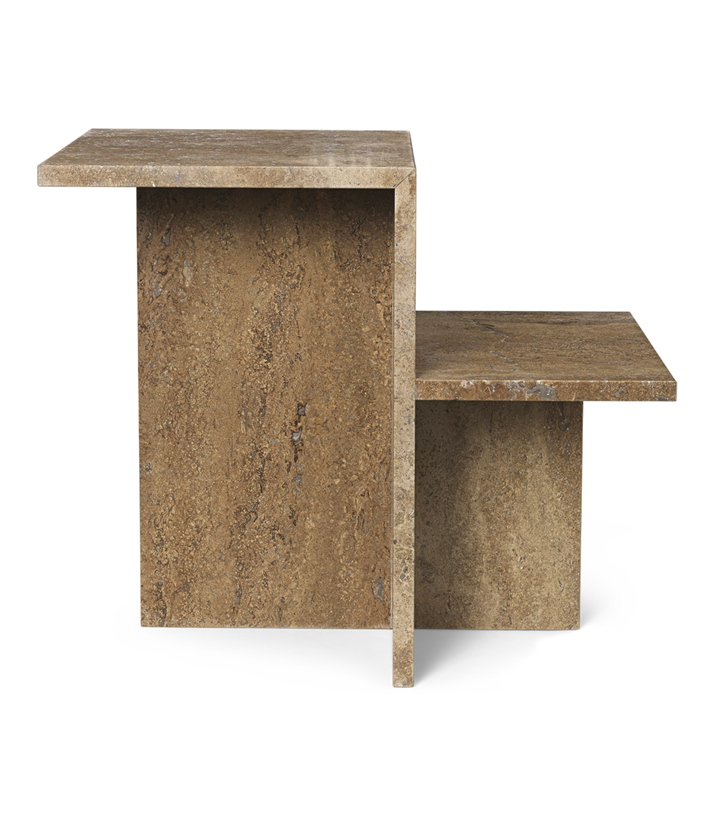 DISTINCT side table in dark brown travertine