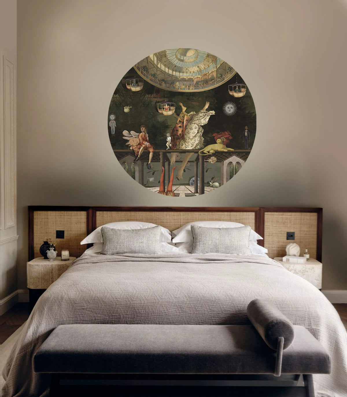 Mural w kształcie koła DOTS - CAROUSEL grün mit Gold