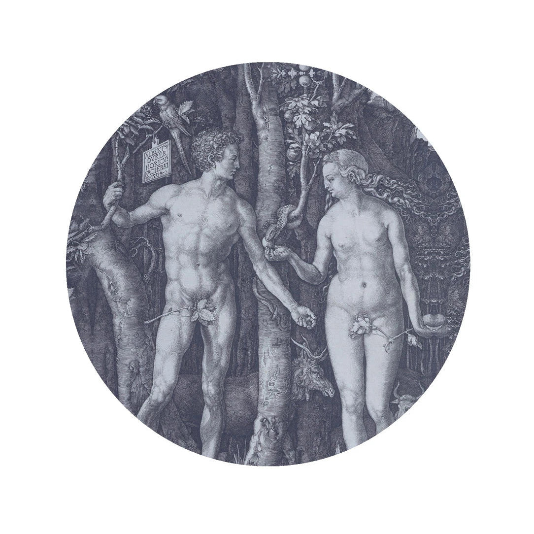 Wandbild in Kreisform DOTS - FORBIDDEN FRUIT grau