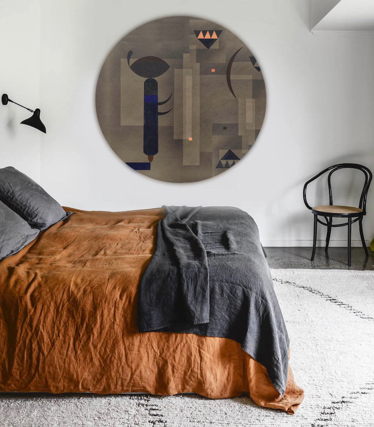 Wandbild in Kreisform DOTS - GLOOMY GEOMETRY braun