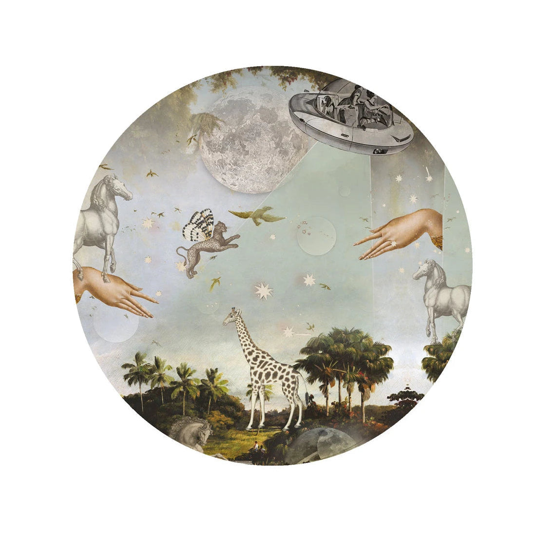 Wandleuchte DOTS LIGHTING - STARDUST SAFARI dunkelgrün mit Blau