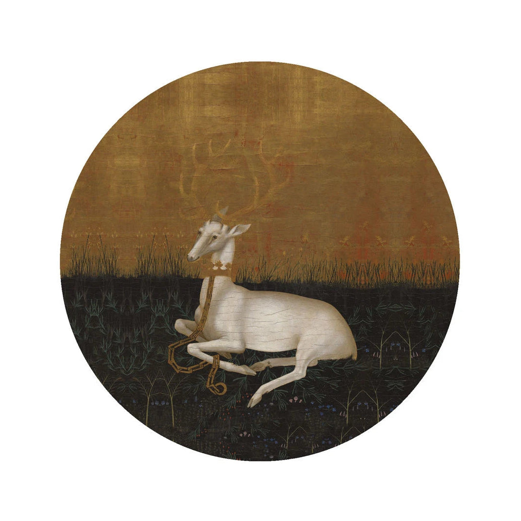 Wandbild in Kreisform DOTS - MAJESTIC REST gold mit grün