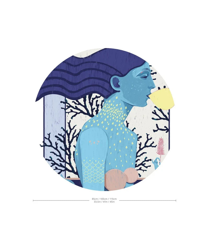Circular Mural DOTS - SIREN COOL GIRL blue