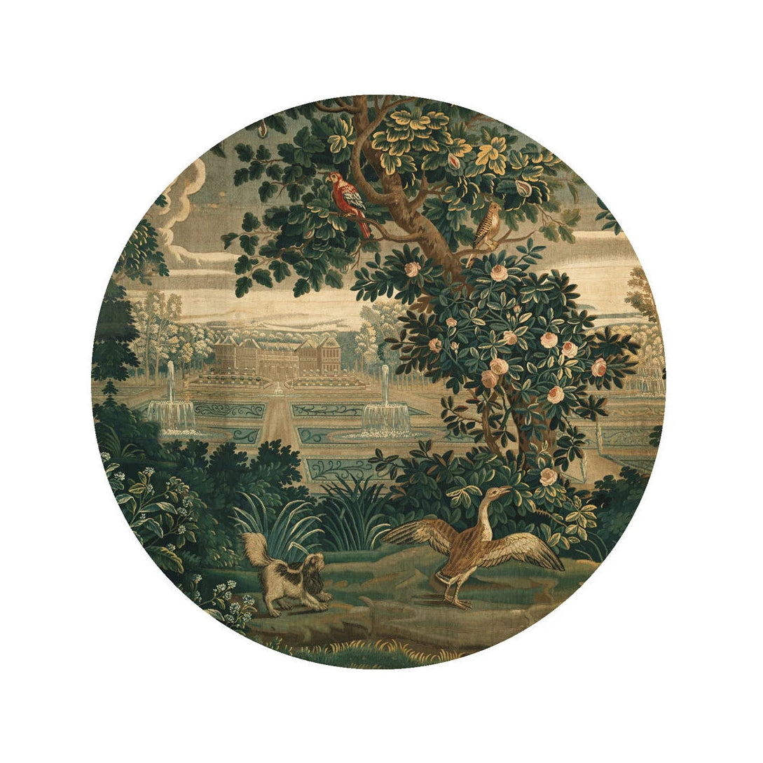 Wandbild in Kreisform DOTS - VINTAGE GARDEN ARRAS grün