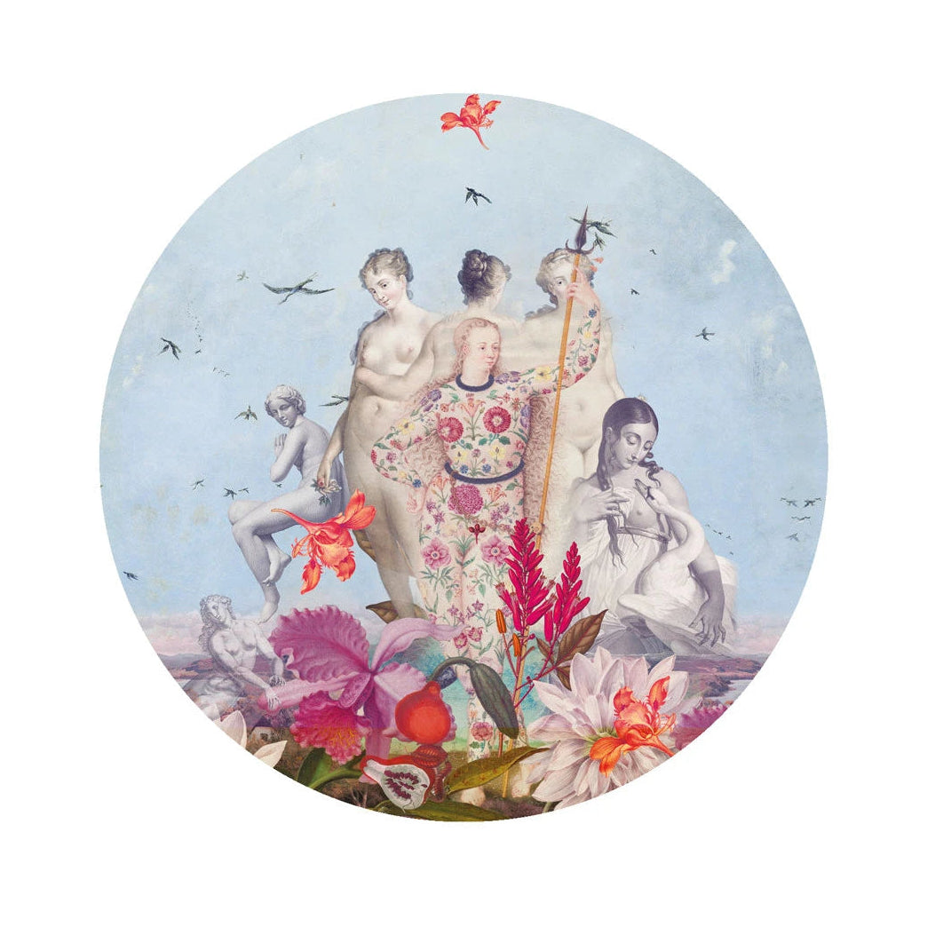 Mural w kształcie koła DOTS - WOMENS DAY blau