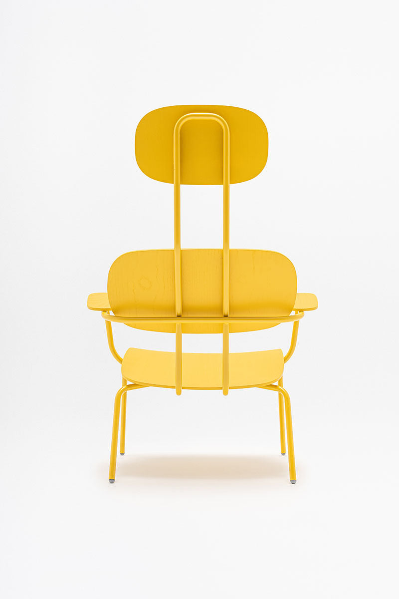 Fotel z zagłówkiem NEW SCHOOL LOUNGE bordowa podstawa – .mdd