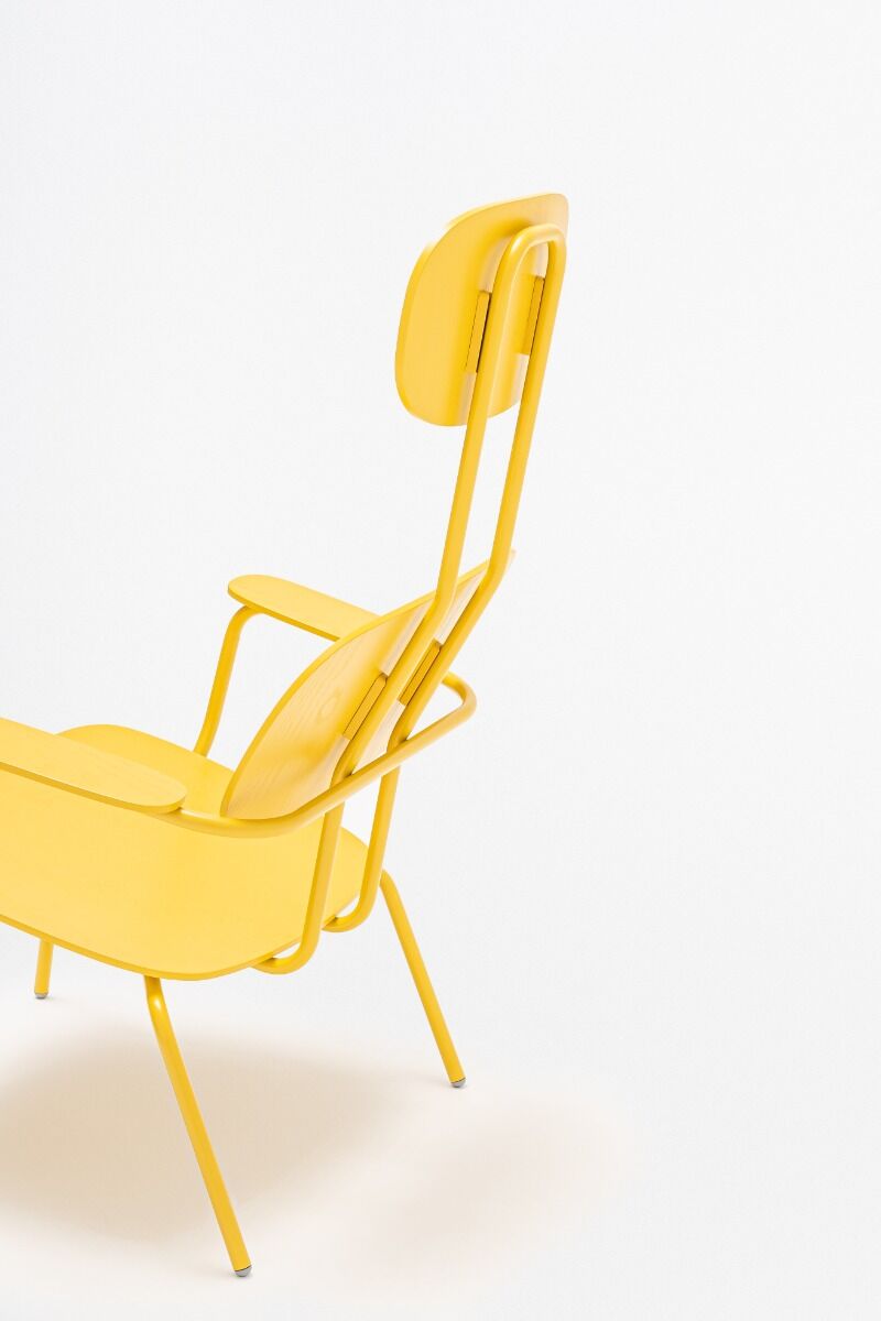 Fotel z zagłówkiem NEW SCHOOL LOUNGE jasnoszara podstawa – .mdd