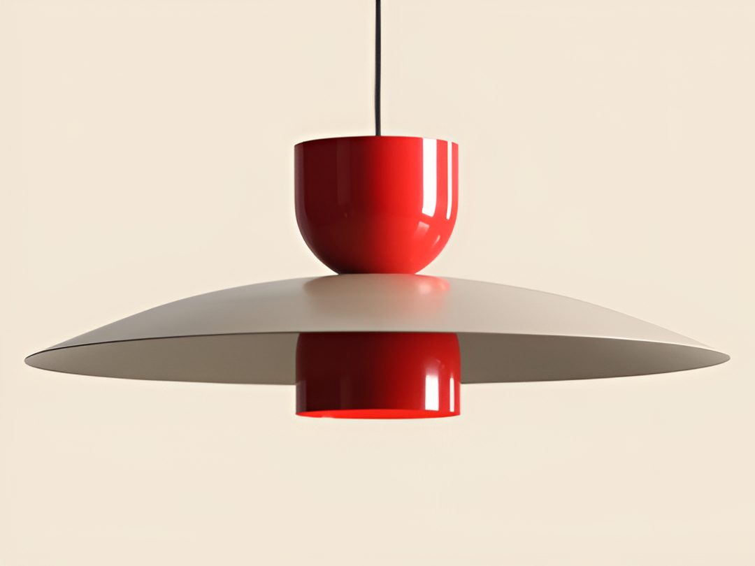 NUTTA Pendelleuchte beige mit rot