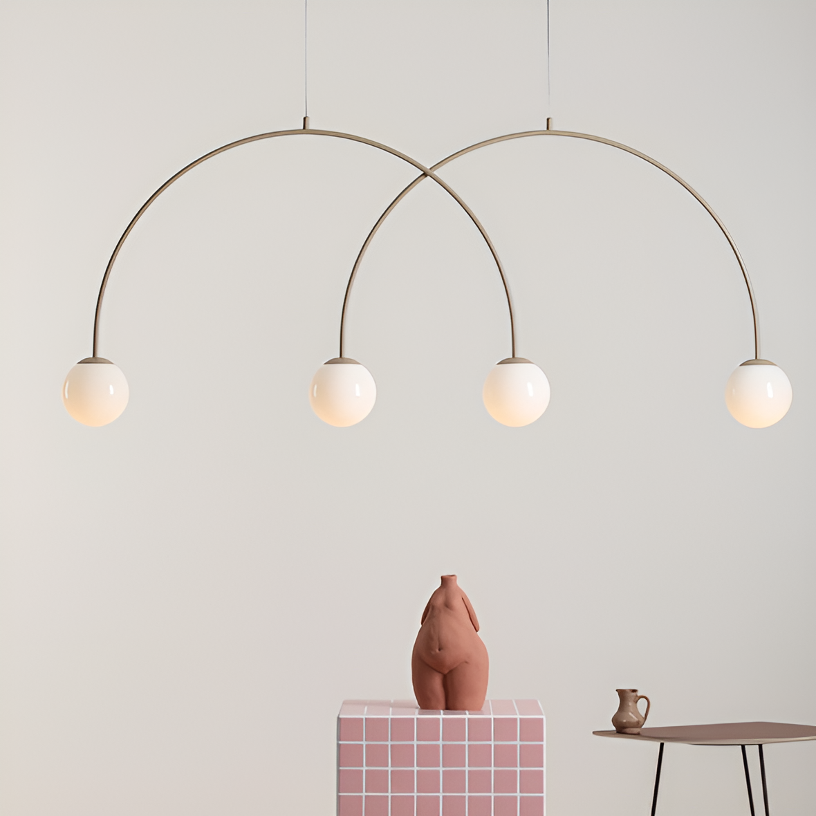 UNA DUO beige Hängelampe