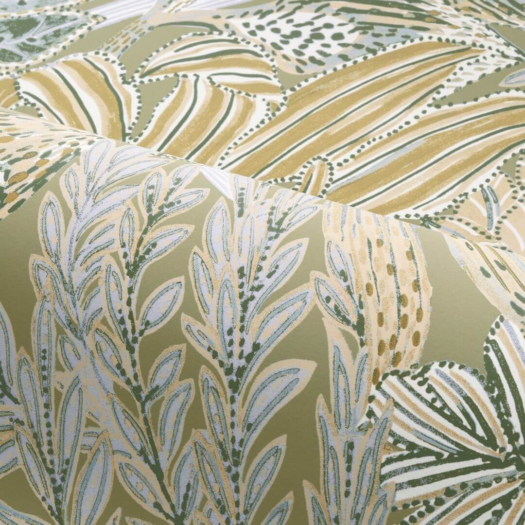 Vlies-Tapete mit Pflanzenmotiv BORROMMEE - SALBEI/LILA beige mit lilafarbenen Akzenten