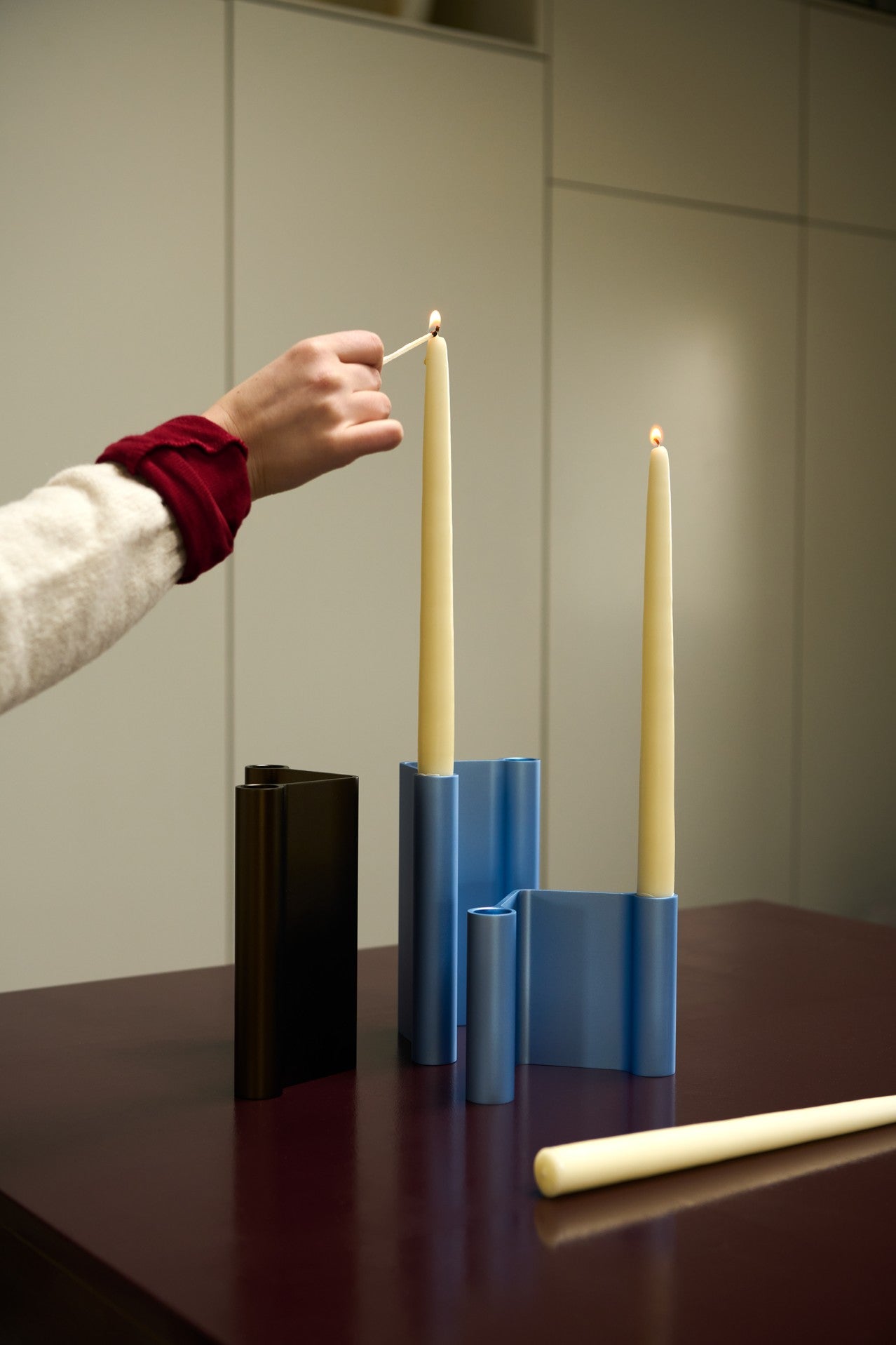 PAIR Black Candle Holder