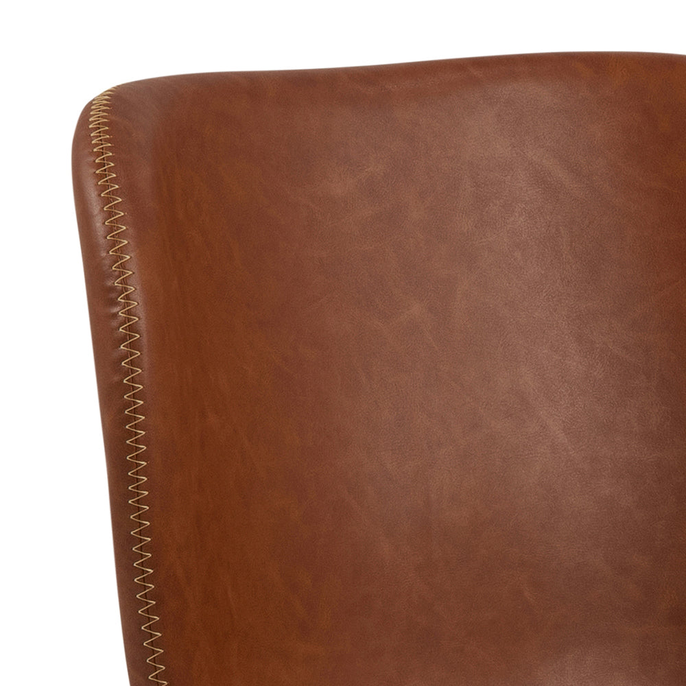 Batilda brandy leather chair with a black base