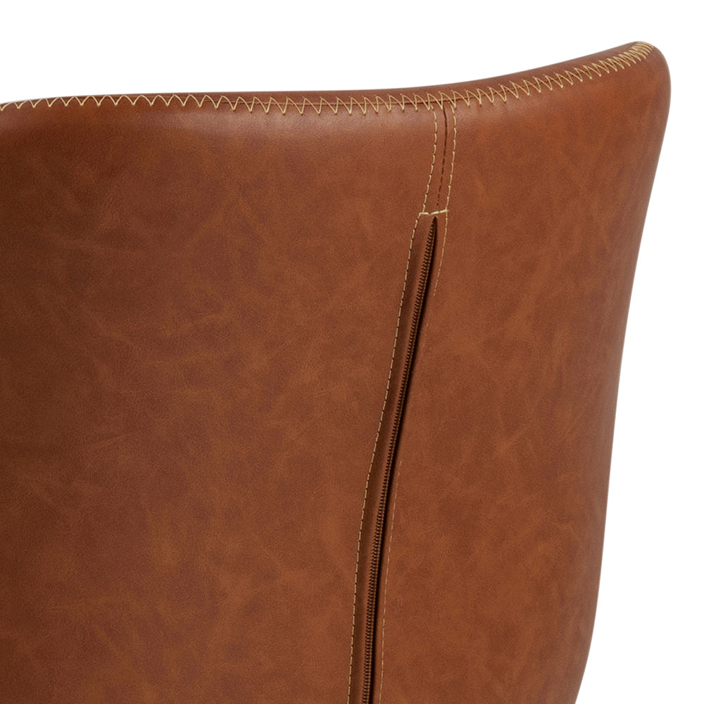 Batilda brandy leather chair with a black base