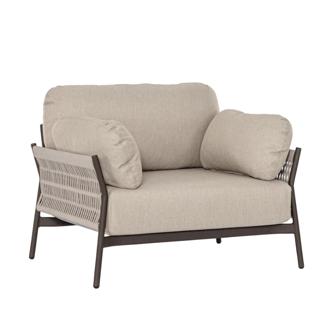 PARDIS Beige Outdoor Armchair with Brown Base