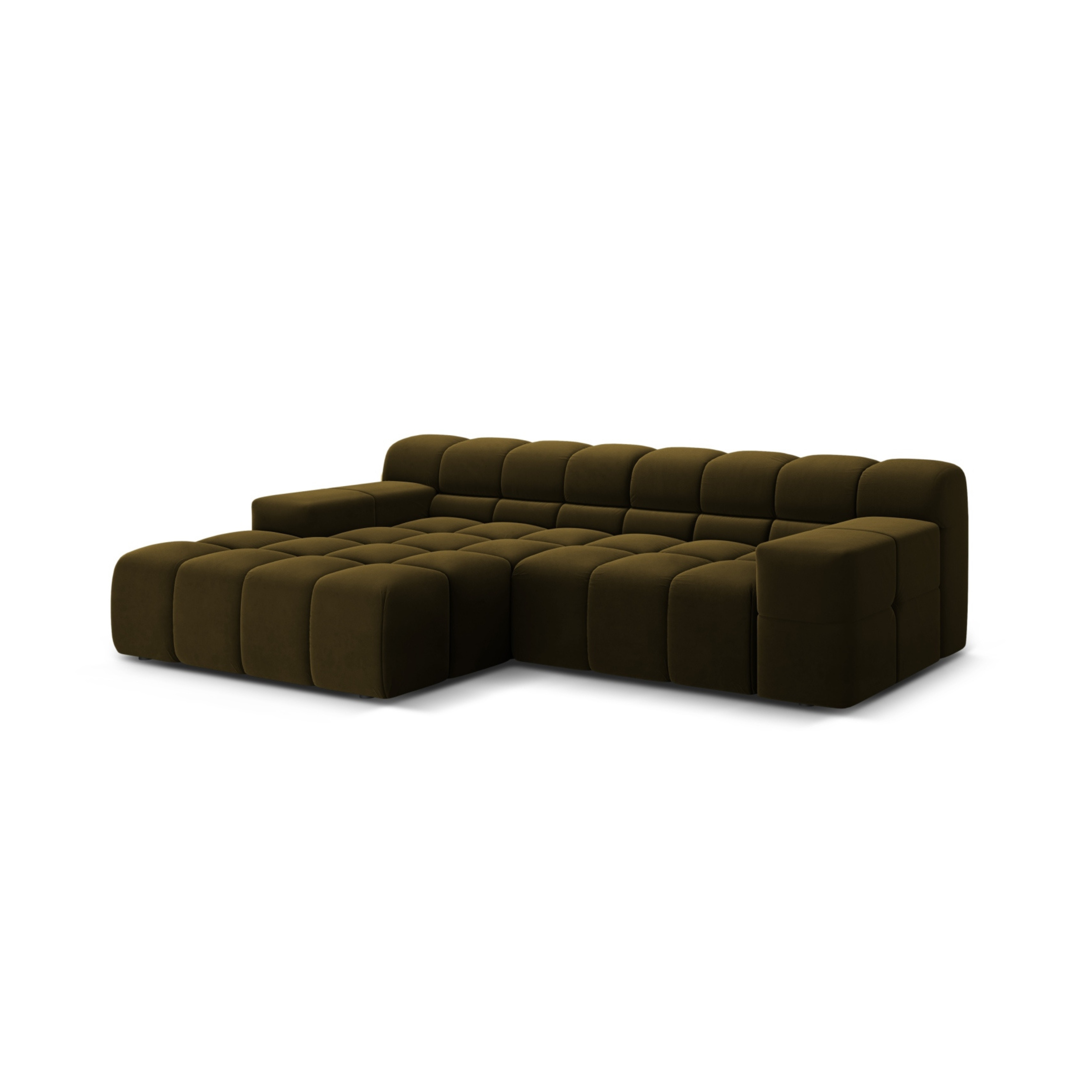 Samt-Ecksofa für 2 Personen links AGAVE grün