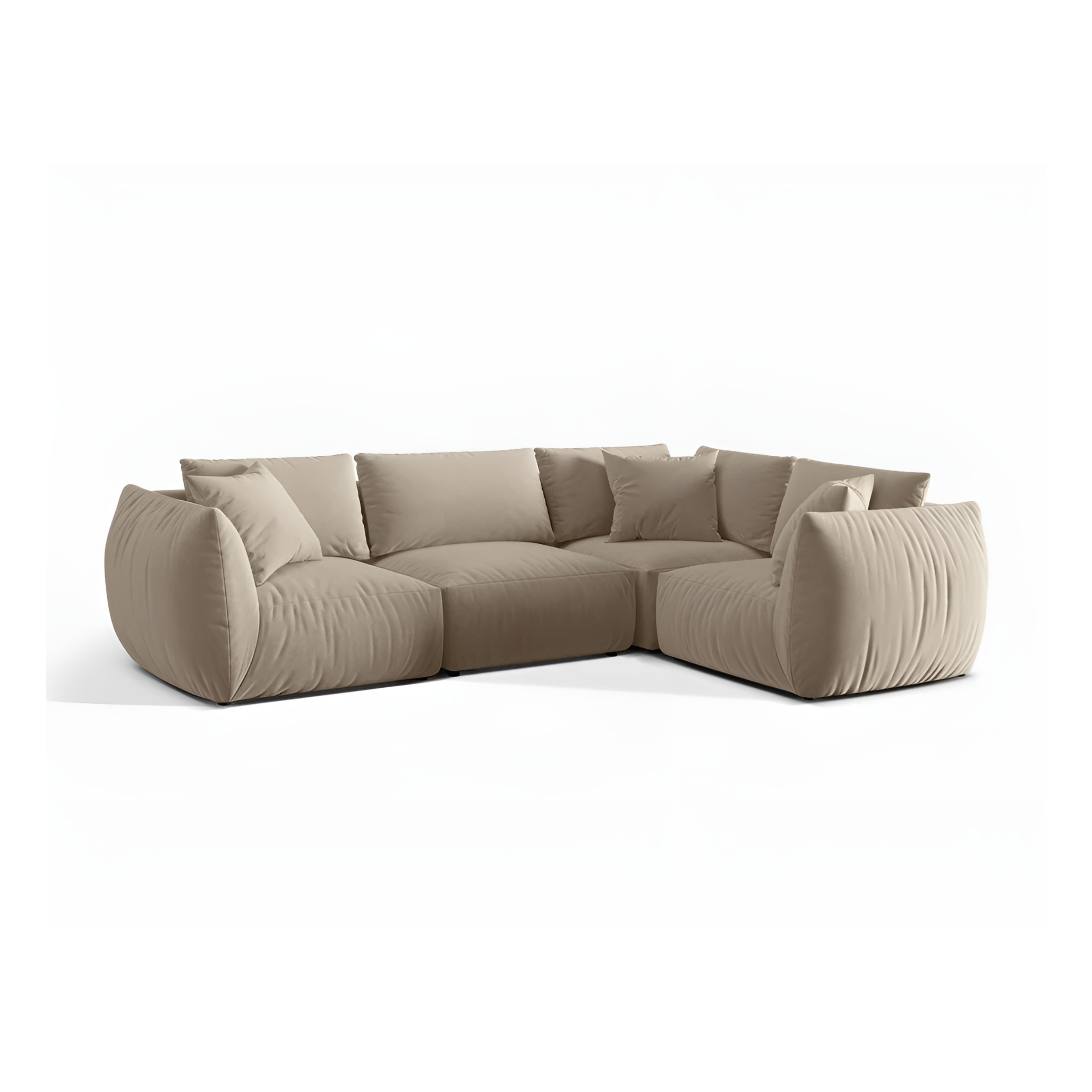 Samt-Ecksofa für 4 Personen rechts CHRIS ecru