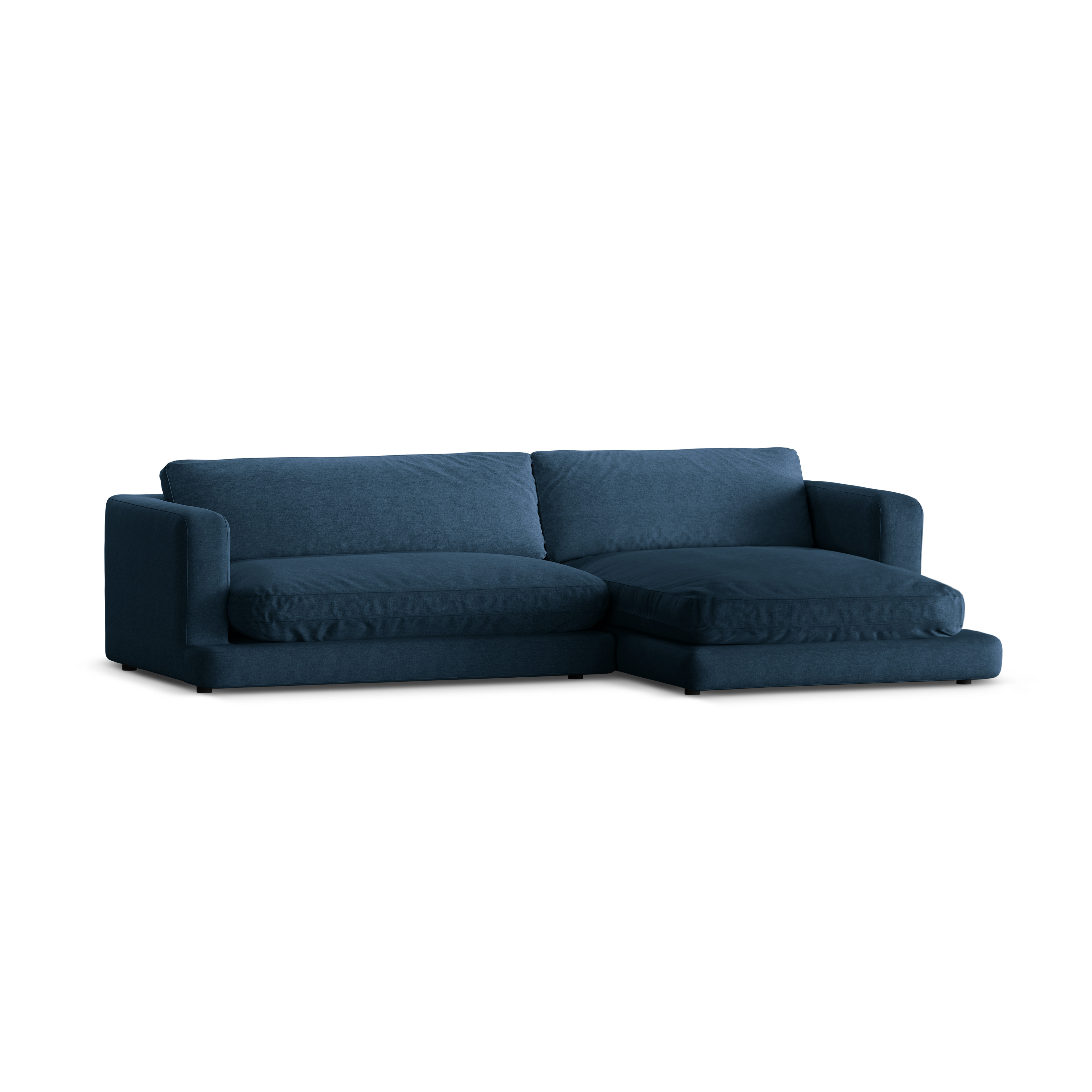 Rechtsseitige Eckcouch DAPHNE dunkelblauer Chenille