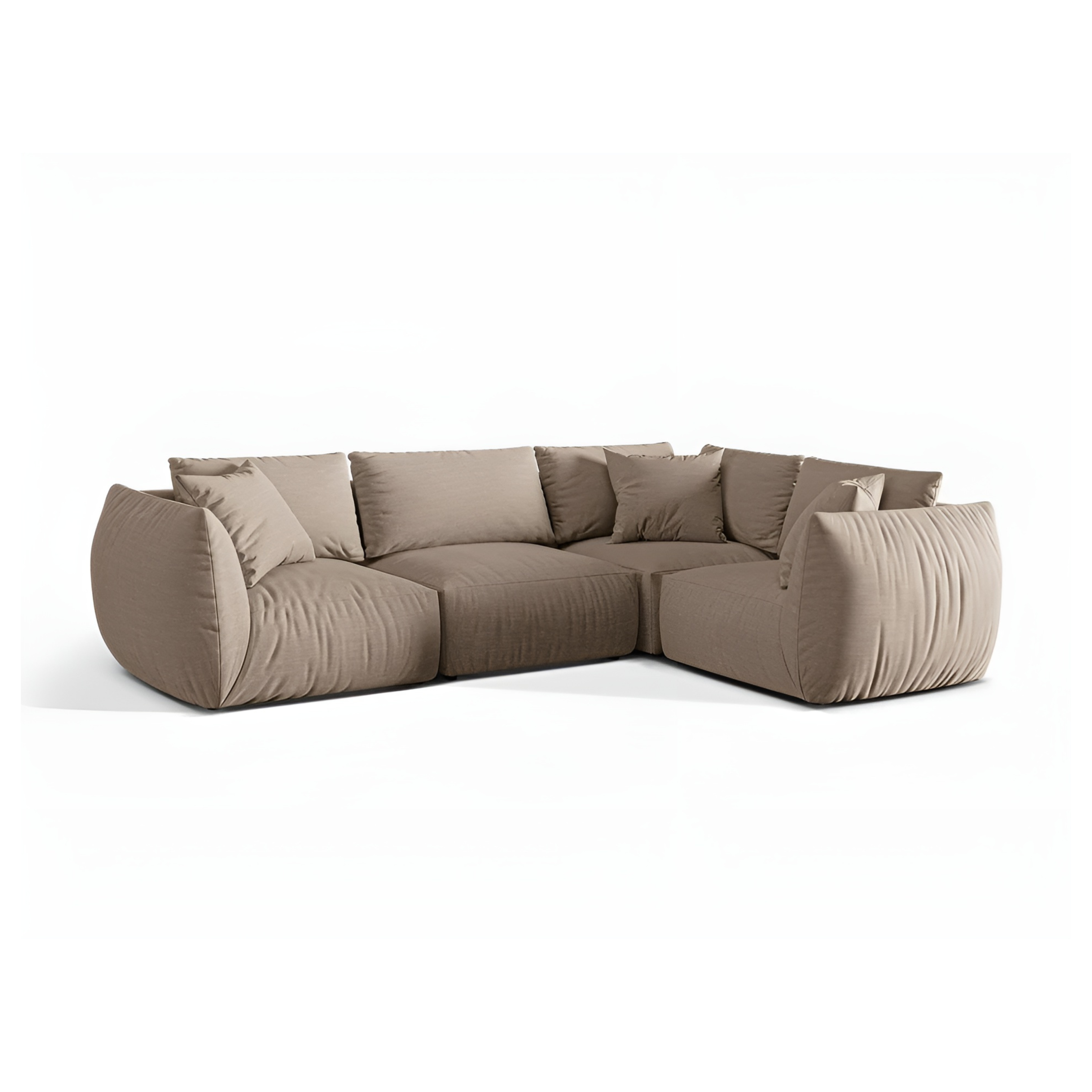 Right-facing 4-seater corner sofa CHRIS sand chenille