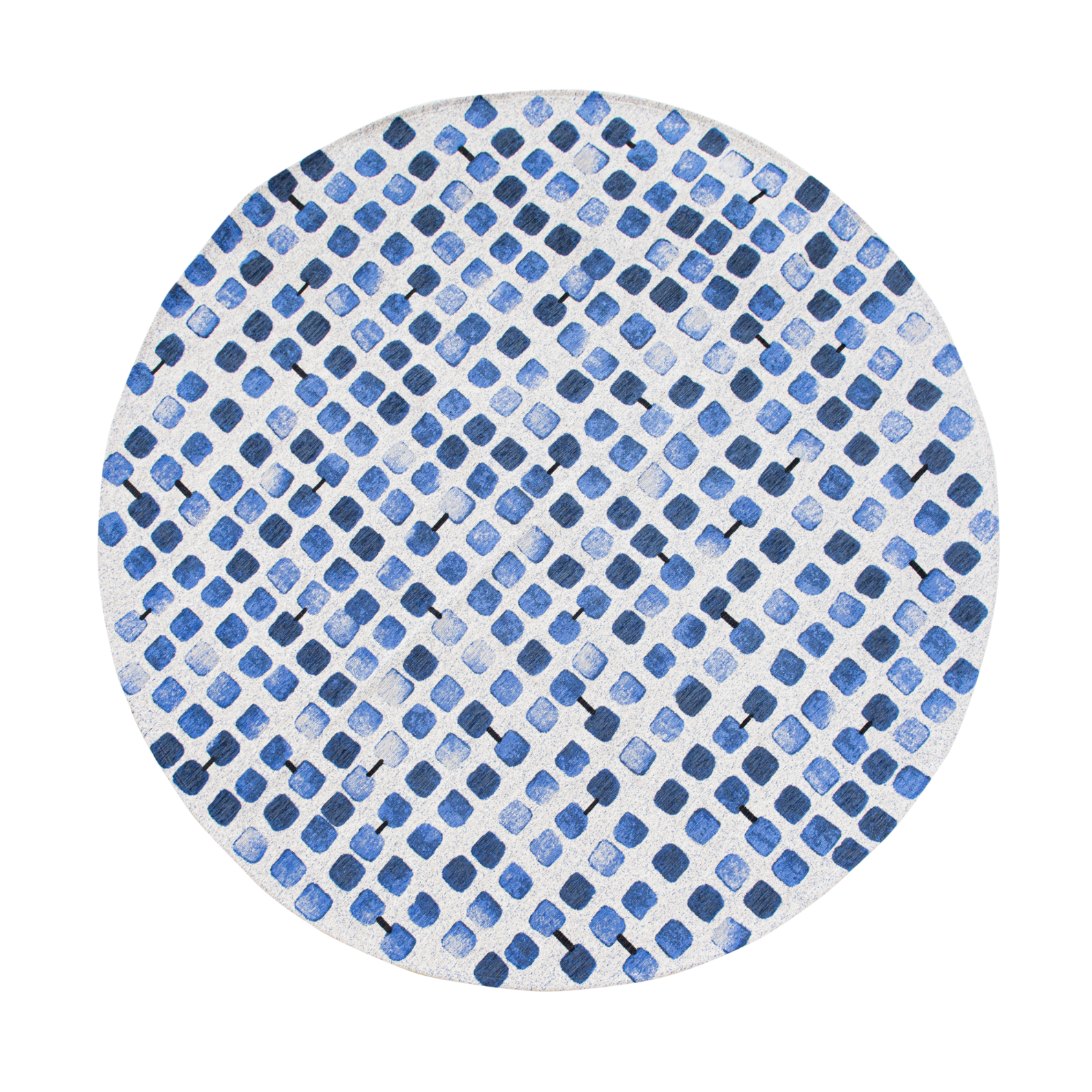 Kopfsteinpflastersteine runde Teppich Amparo Blues Blau