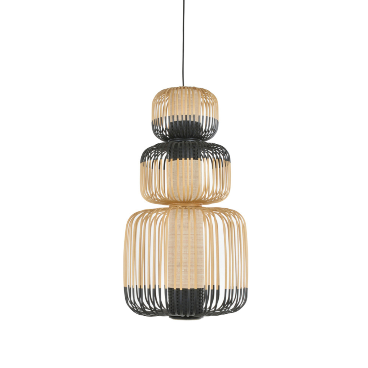 3-Punkte-Bambusschwarz-Hanglampe