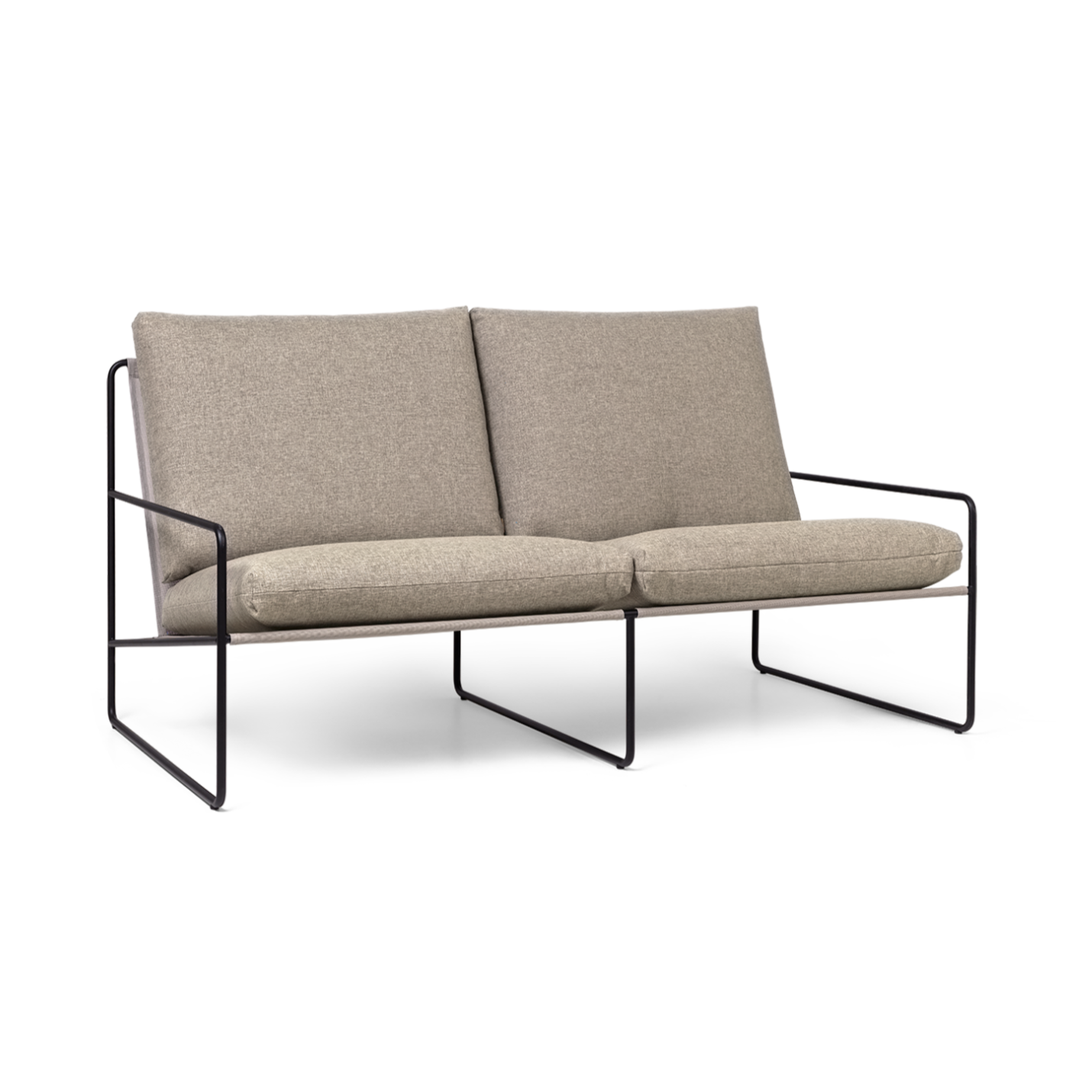 2-Seater Outdoor Sofa DESERT Beige with Black Base